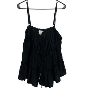 Torrid FESTI Size 2 Babydoll Top Black Tiered Bow Cami Ruffle 2X Blouse Coquette